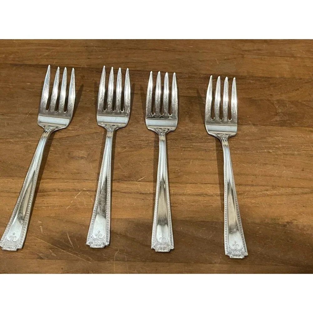 4 Vintage Viceroy Plate USA Silverplate Lunch forks
